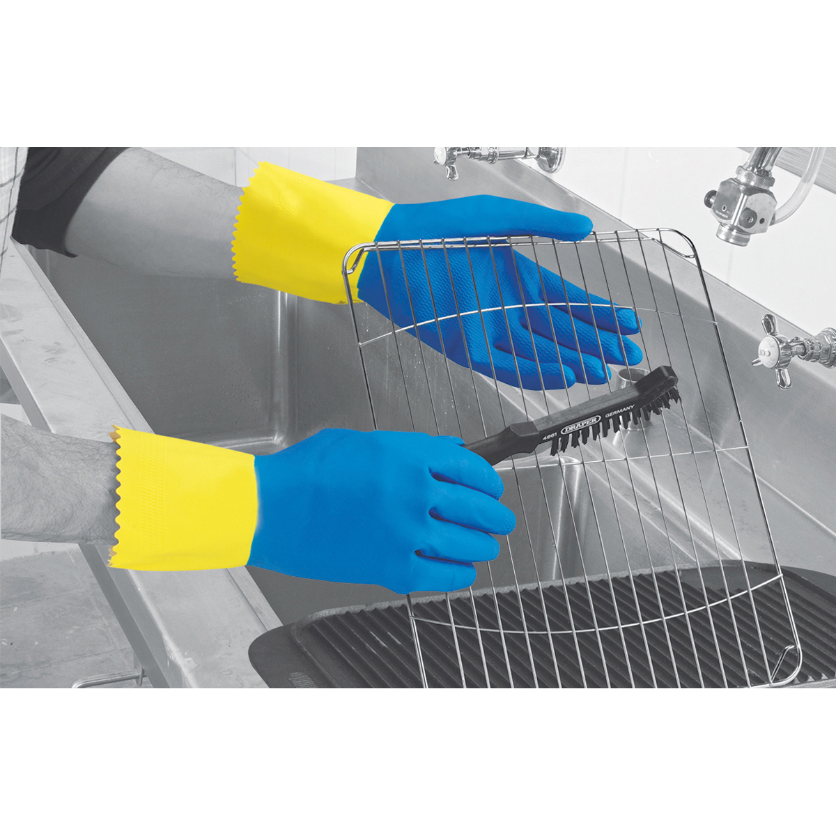 RU560/M ΓΑΝΤΙΑ LATEX - ΔΙΠΛΗΣ ΕΜΒΑΠΤΙΣΗΣ ΧΗΜΙΚΩΝ (30CM ΜΕ ΜΑΝΣΕΤΑ) , ΜΠΛΕ - ΚΙΤΡΙΝΟ, MEDIUM
