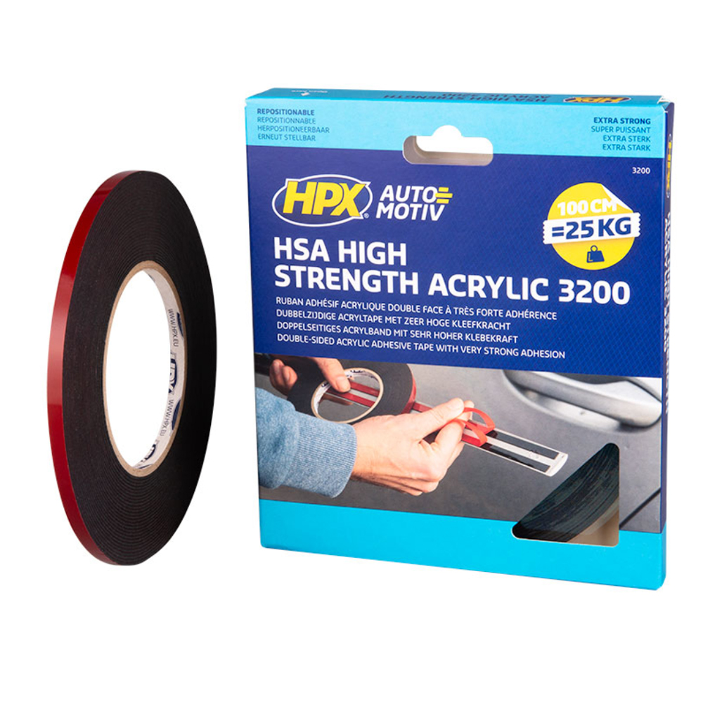 HSA002 ΑΚΡΥΛΙΚΗ ΤΑΙΝΙΑ ΔΙΠΛΗΣ ΟΨΗΣ, HIGH STRENGTH ACRYLIC 3200,  6MM X 10 MT (ΜΑΥΡΗ)