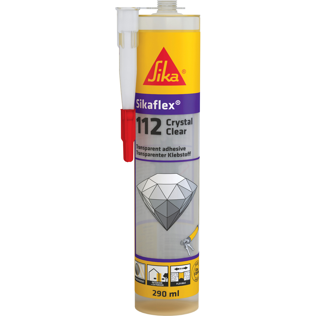 580965 SIKAFLEX 112 CRYSTAL CLEAR , ΣΥΓΚΟΛΛΗΤΙΚΟ , 290 ML (ΥΠΕΡ-ΔΙΑΦΑΝΟ)